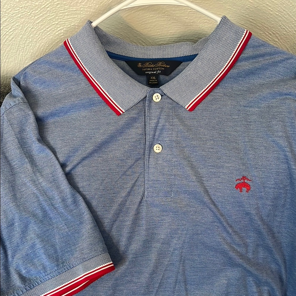 Brooks Brothers Red and Blue Polo Shirt with Contrasting Trim